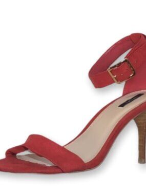 Forever 21 High Heel Sandals Womens Size 9 Red Ankle Strap Faux Suede Shoes